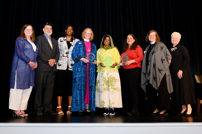 Honoring the 2025 awardees: Bishop Betsey Monnot, Mazahir Salih, and Bleeding Heartland (Laura Belin)